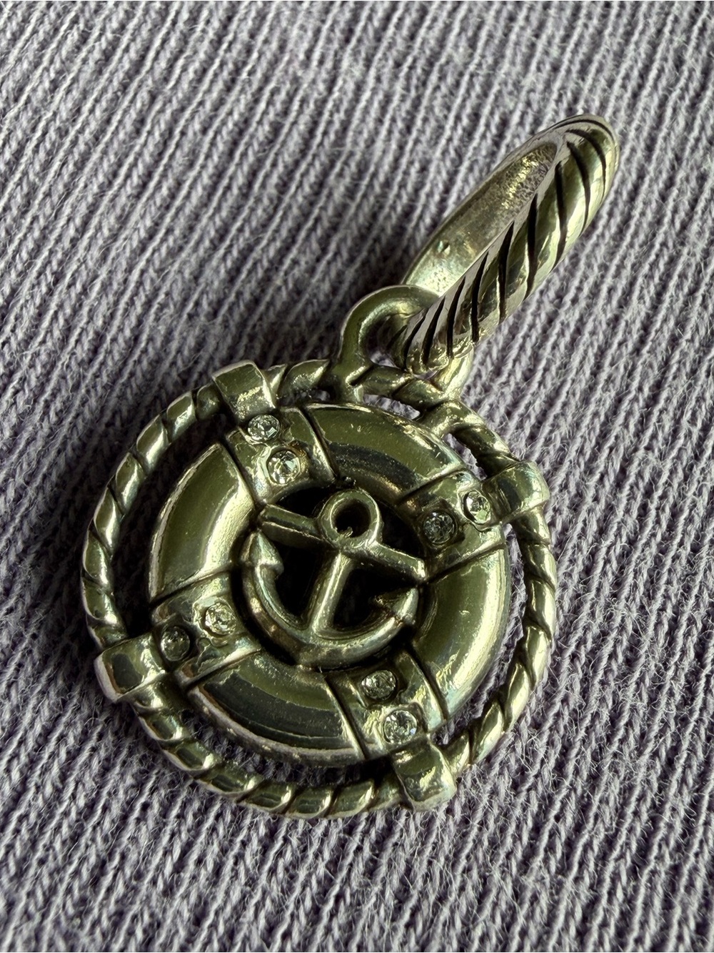 Brighton Nautical Anchor Life Ring Pendant Charm in Silver